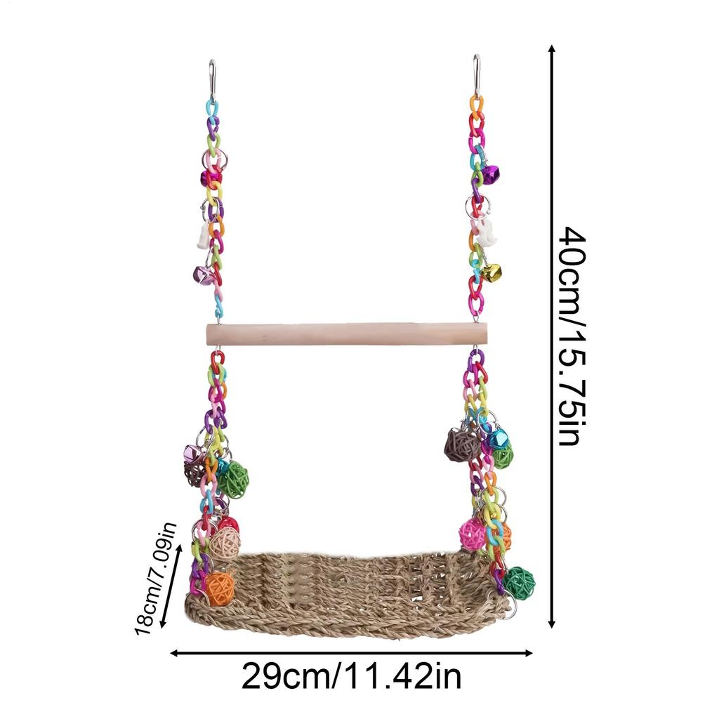 Bird Swings For Parakeets Bird Swing Conure Toys With Perch Seagrass Woven Hammock Chew Toys Cockatiel Cage Accessories For