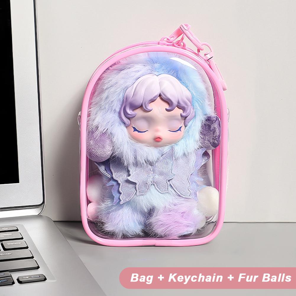 Для 17см Labubu V2 V3 15см Хлопковой Куклы Наряд Skull Panda Сумка через плечо Сумка для боли ПВХ Сумка для хранения Сумка для демонстрации