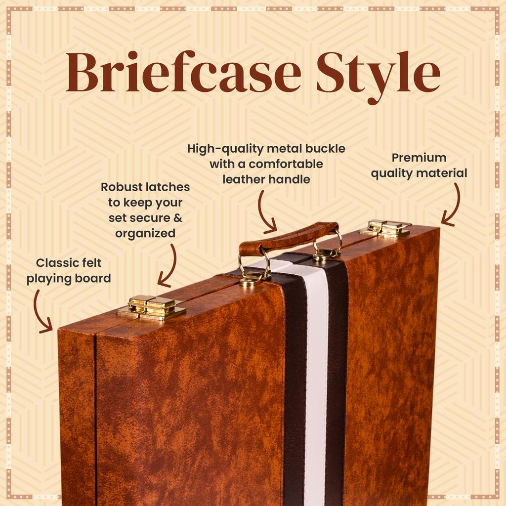 Набор для игры в нарды Crazy Games, классический набор для взрослых, дюймовый набор для игры в нарды, настольная игра с кожаным чехлом премиум-класса, руководство с лучшими советами по стратегиям 14,75 и