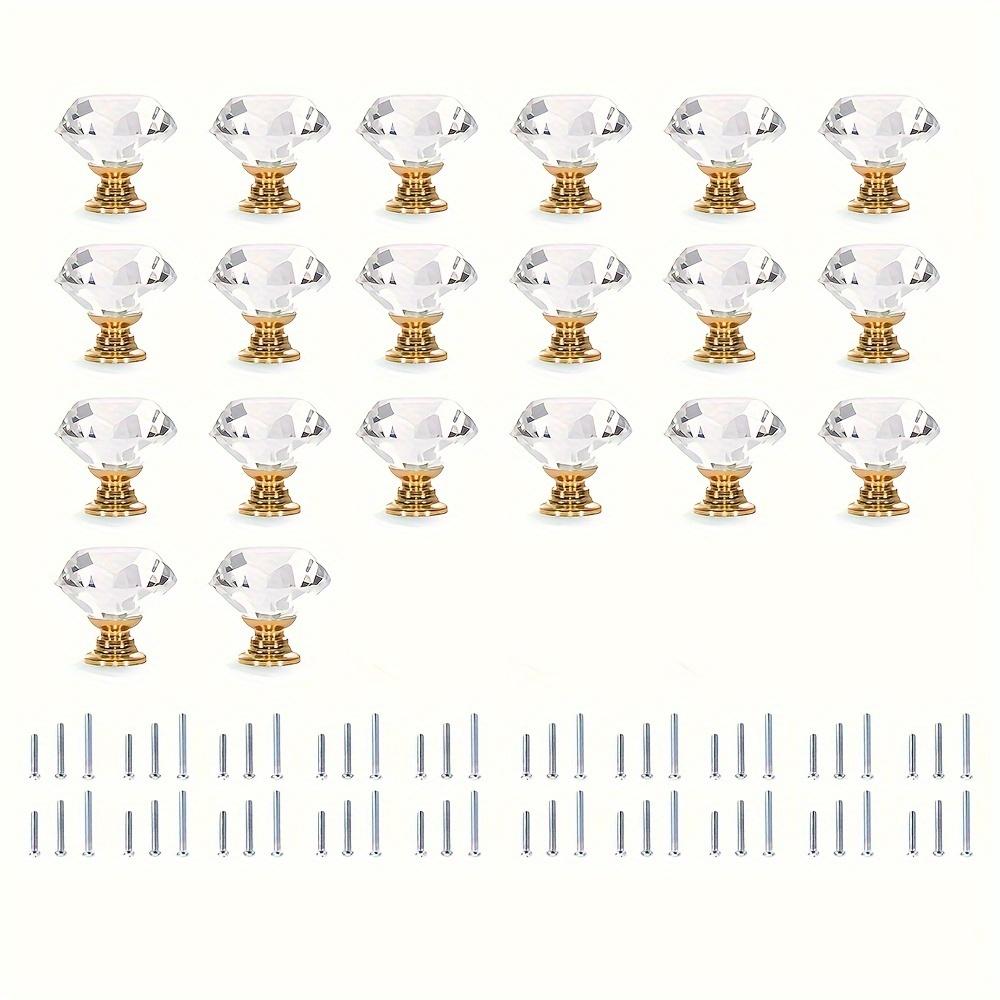 5/10 шт., 30 мм кристально чистые стеклянные ручки для комода, ручки для ящиков с имитацией бриллиантов золотого цвета (Одно отверстие с тремя винтами разного размера)