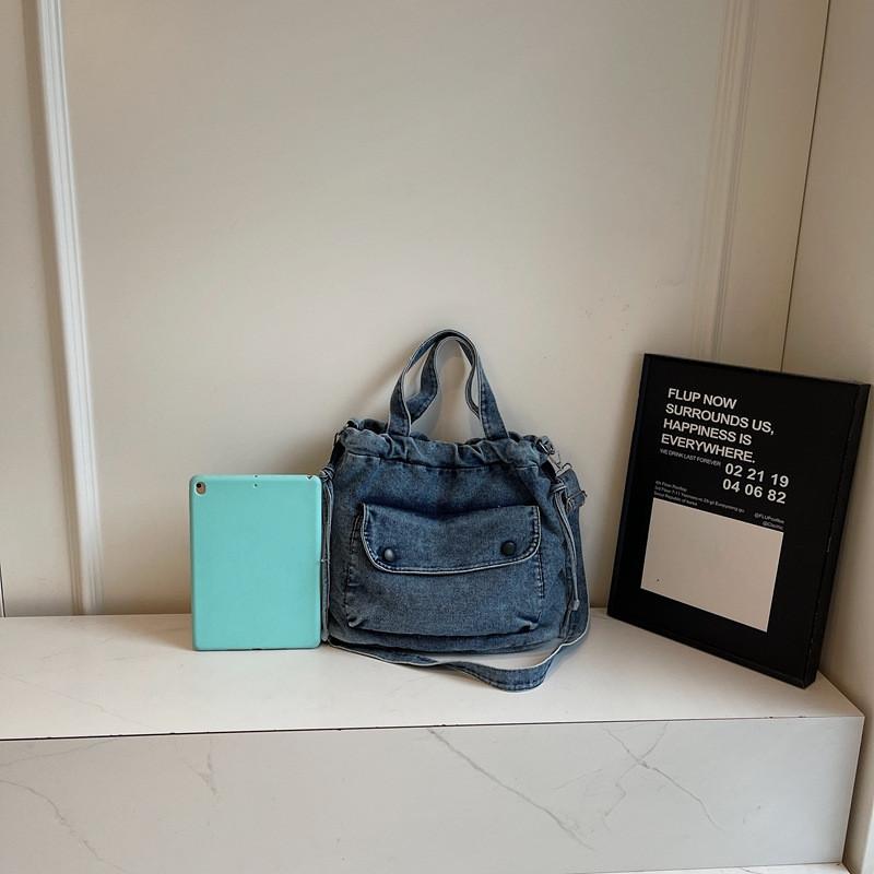 Вместительная джинсовая парусиновая сумка через плечо на одном плече, повседневная модная сумочка
