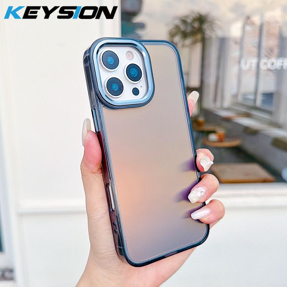KEYSION Модный цветной лазерный градиентный чехол для телефона iPhone 16 Pro Max Мягкий ударопрочный задний чехол из ТПУ+ПК для iPhone 16 Plus