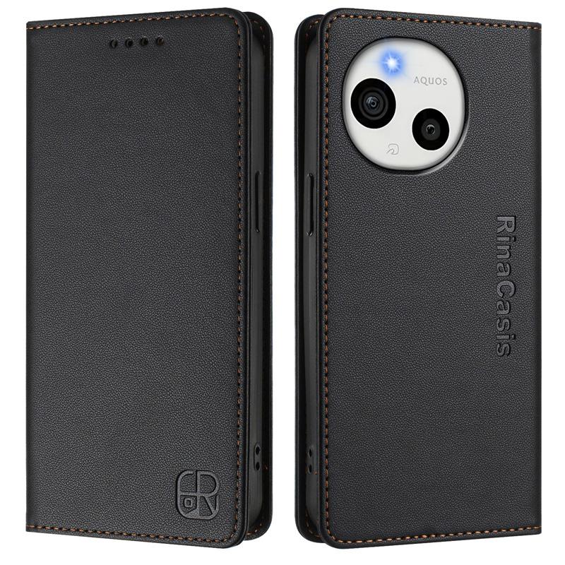 Luxury Leather Case For Sharp Aquos R9 Pro/Sharp Aquos Sense 9 Plus/Aquos R9 RFID Blocking Card Slots Magnetic Attraction Stand Shockproof Flip Cover