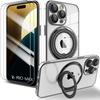 Case + 2 Tempered Glasses for iPhone 16 Pro Max - Protection with Rotating Magnetic Ring and Black Border