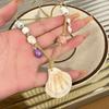 Y2K Colorful Beads Shell Pendant Choker Adjustable Necklace for Women Girl Clavicle Chain Romantic Sweet Aesthetic Jewelry Party