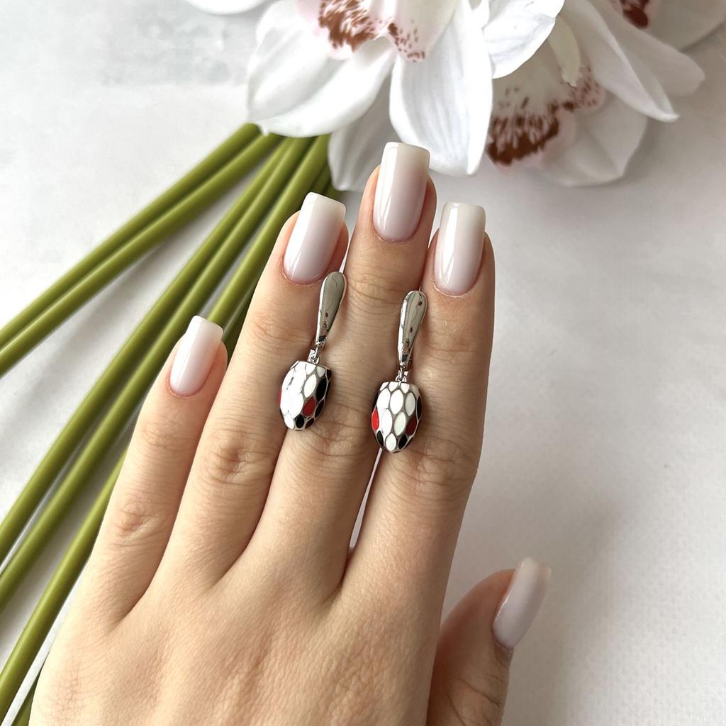 Серебряные серьги с емаллю (2151296)