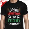 Adult Simple Letters Unisexs Merry Christmas Ya Filthy Animal Crewneck Printed Tshirt Tops Hipster Street Fashion Casual Style
