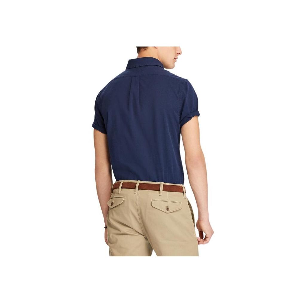 Polo Ralph Lauren Solid Color Single-Breasted Short Sleeve Shirt Men Shirts Navy-Blue MNPOWOV1N810174-B82