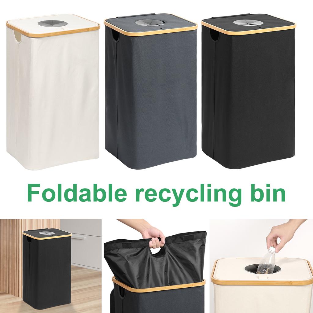 110L Home Recycling Bin Foldable Recycle Storage Container with Reusable Inner Bag For Kitchen Recycle Bottle Cans Glass Cartons