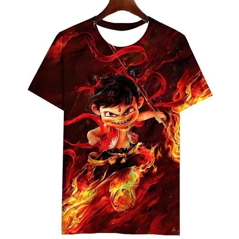 Футболка для мужчин и женщин, детская, Nezha's Demon, детские, мужские и женские футболки с изображением моря, летние футболки с 3D-печатью, короткий рукав, мужская одежда