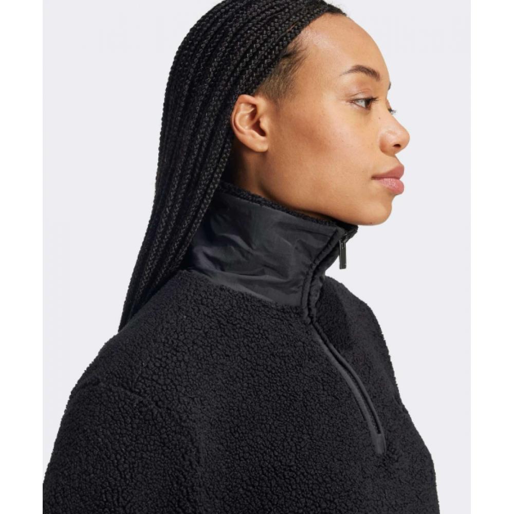 Adidas Флисовая куртка Teddy с застежкой-молнией на половину длины, черная Iy9408