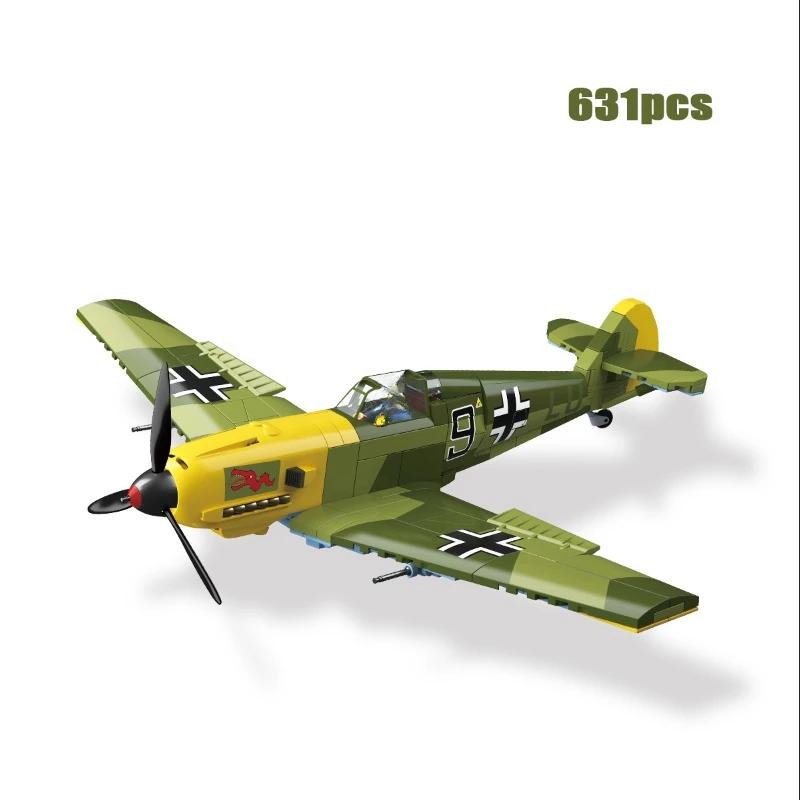 STEM Конструктор Истребитель Самолет La-7 Spitfire Як-1Б Bf-109E Самолет Технические Кирпичики Детская Игрушка подарки на день рождения