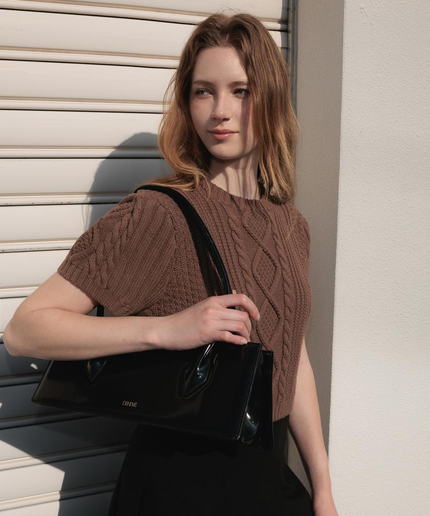 DEHEVE Half Sleeve Cable Knit [Brown]