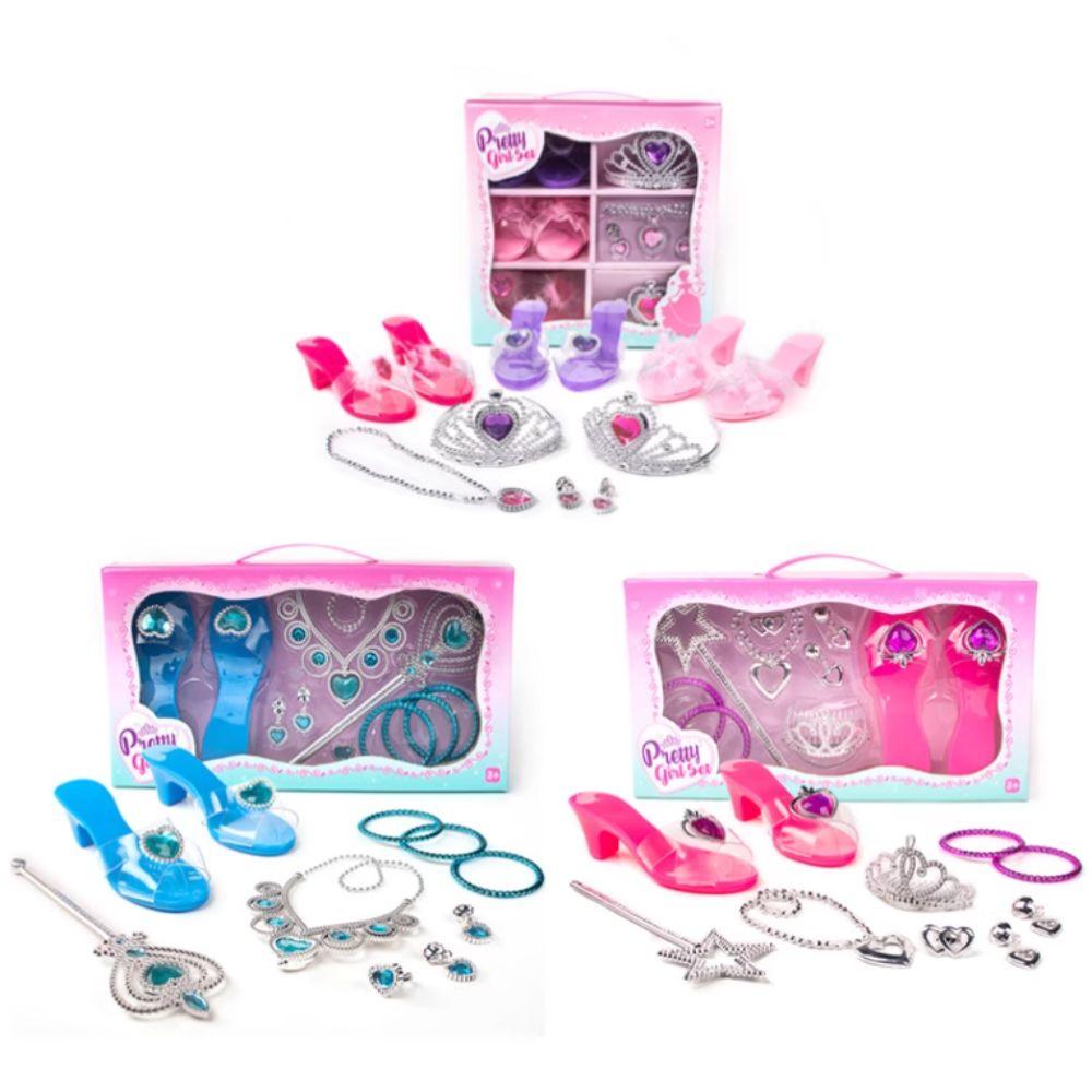 Pretend Play Girls Jewelry Toys Earrings Bracelet Crystal Shoes Toy Halloween