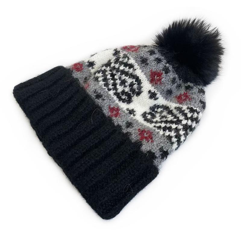 Ретро вязаная шапка с помпоном в стиле Fair Isle от Cat Brother - Тепло для осени/зимы