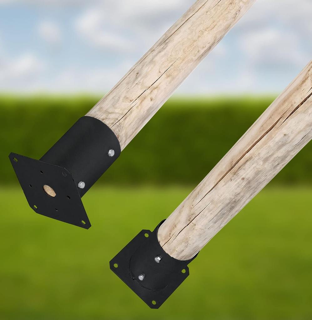 Wooden Pole Base Screwed To Concrete Black Steel Fi 100 2 Pcs