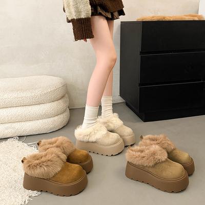 Женские морозостойкие теплые утепленные сноубутсы на толстой подошве с высоким противоскольжением износостойкие уличные для отдыха тренировок бега спортивные хлопковые ботинки