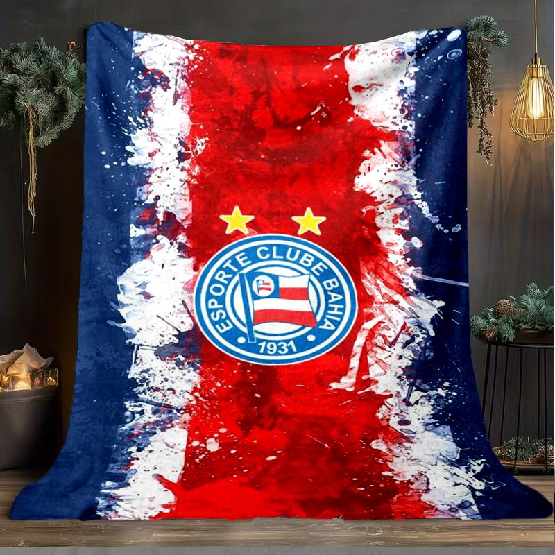 1PC Esporte Clube Bahia Sports Club Emblem Printed Soft Flannel Blanket Throw for Adult Bedroom Living Room Sofa Camping Fan gifts Christmas Gifts