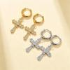 Xiaomi Gold Plated Stainless Steel Cross Dangle Hoop Earrings For Women Cubic Zirconia Vintage Gothic Drop Earrings Hip Hop Jewelry