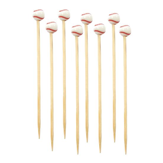 100 шт., бейсбольные бамбуковые палочки для коктейлей, спортивные шампуры с шаровым наконечником, 4,7 дюйма, палочки для закусок для фруктов, сыра, кексов, мясные товары для вечеринок