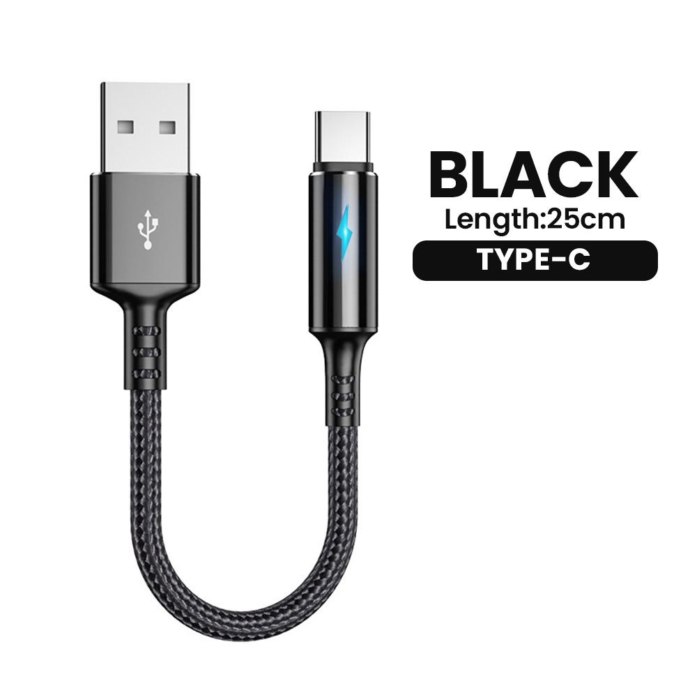 Короткий кабель 25 см Кабель USB A — Type C 3A Быстрая зарядка Для iPhone Xiaomi Samsung Huawei Power Bank USB Type C Кабель для передачи данных Провод