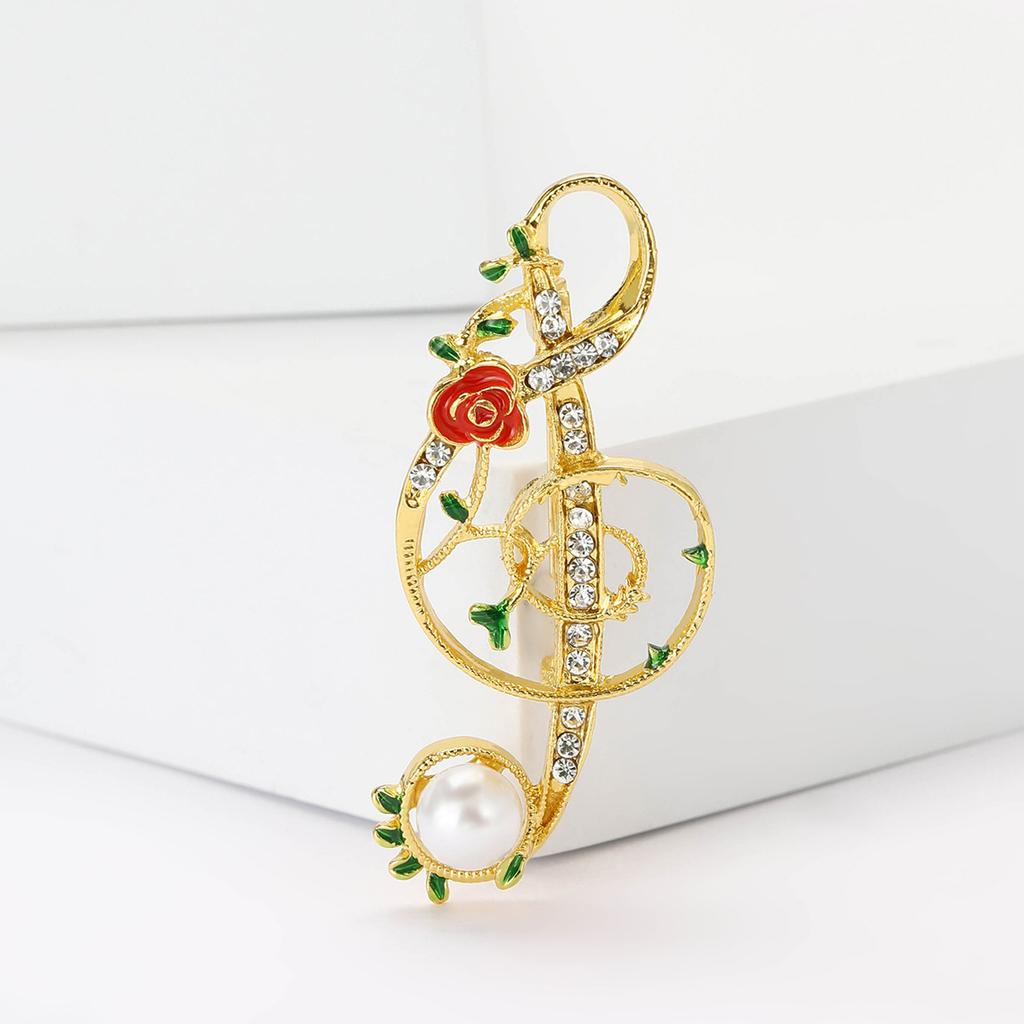 Японский и корейский сплав, инкрустированный бриллиантами, жемчужная брошь в виде музыкальной ноты, модный пиджак, корсаж, ювелирное украшение