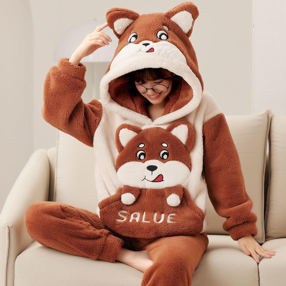 Пижамный комплект из плотной зимней фланели, домашняя одежда для женщин, теплая пижама, брюки, домашняя одежда для пар, брючный костюм