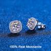 D Color 100% Moissanite Stud Earrings 1-2 Carat Lab Created Diamond Halo Stud Earrings Sterling Silver Diamond Earring For Women Men