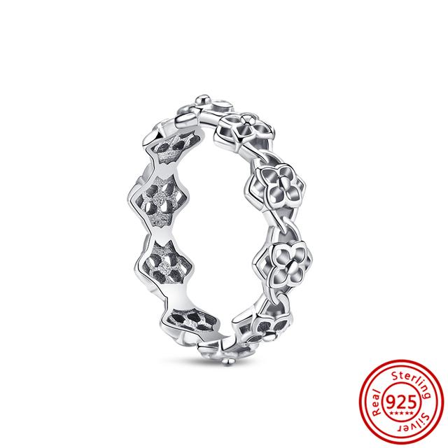 Новое весеннее кольцо с цветочным бантом и перьями, Корона клевера, сверкающее стерлинговое серебро 925 пробы, круглое кольцо, женское оригинальное европейское ювелирное украшение