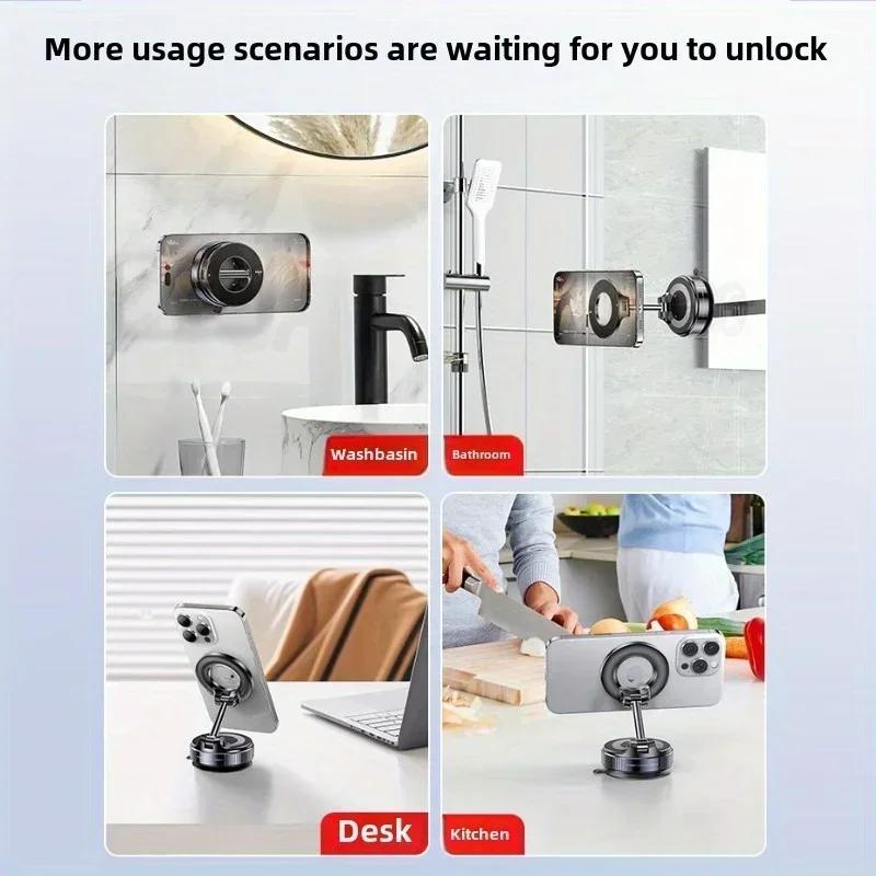 Вращающийся на 360 градусов держатель для телефона из алюминиевого сплава с магнитной присоской для автомобиля, портативный дизайн, складной держатель для телефона, управление одной рукой