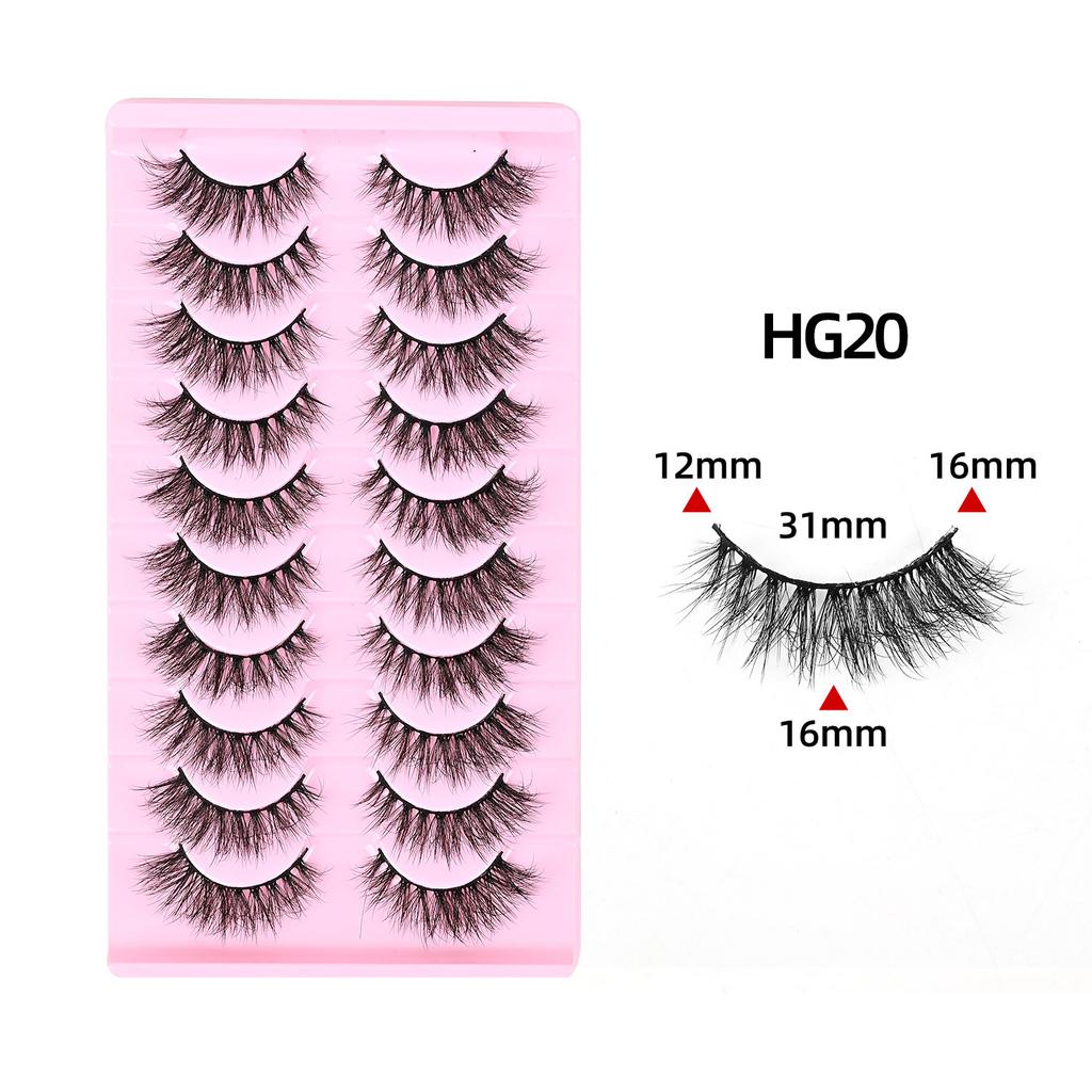 10 Pairs of Thick False Eyelashes Three-dimensional Curled Fluffy Horn-shaped Cat Eyelashes 2026