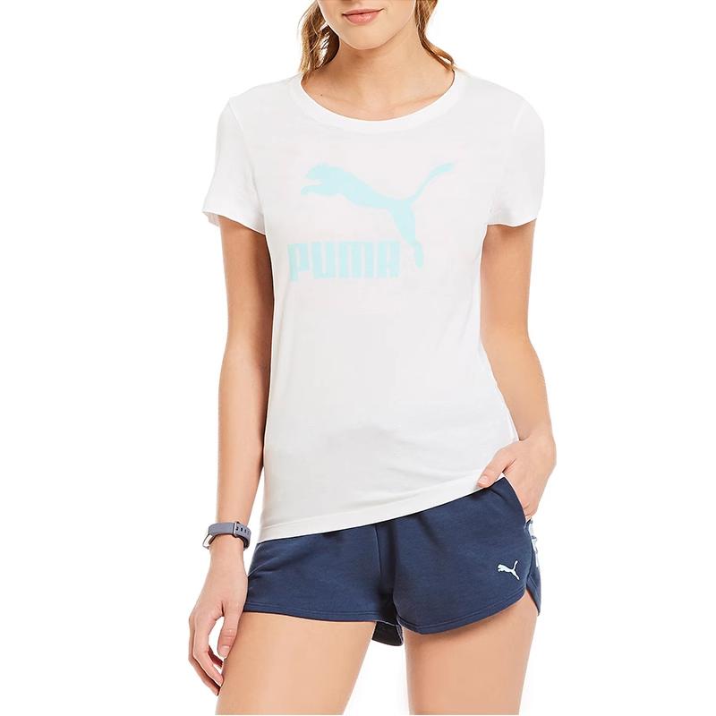 Puma Logo Breathable Slim Fit Short Sleeve T-Shirt Women Tops 575414-12