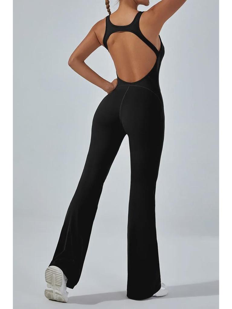 Европейский и американский костюм для йоги с открытой спиной и широкими расклешенными брюками, приподнимающими бедра