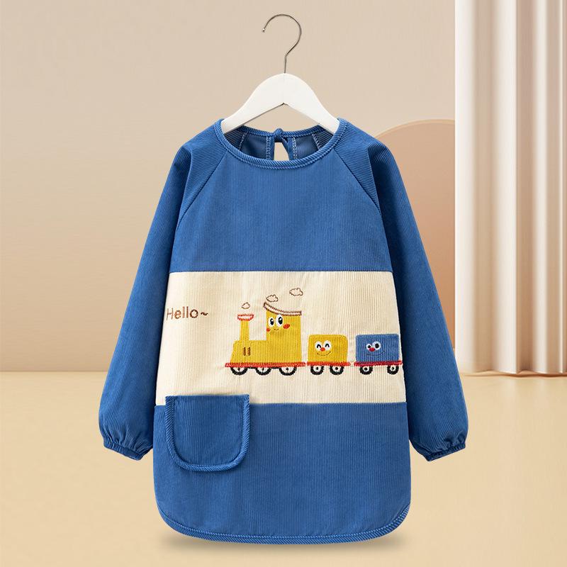 Reversible Long-Sleeve Waterproof Apron for Older Kids - Large Size, Suitable for Kindergarten Boys and Girls.