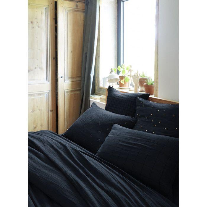 Golden Polka Dot Decorative Pillowcase "Gaïa Chic" 60 X 60 Cm &; 50 X 70 Cm "Cotton Gauze" - Gaïa Chic Minuit - 60 X 60 Cm