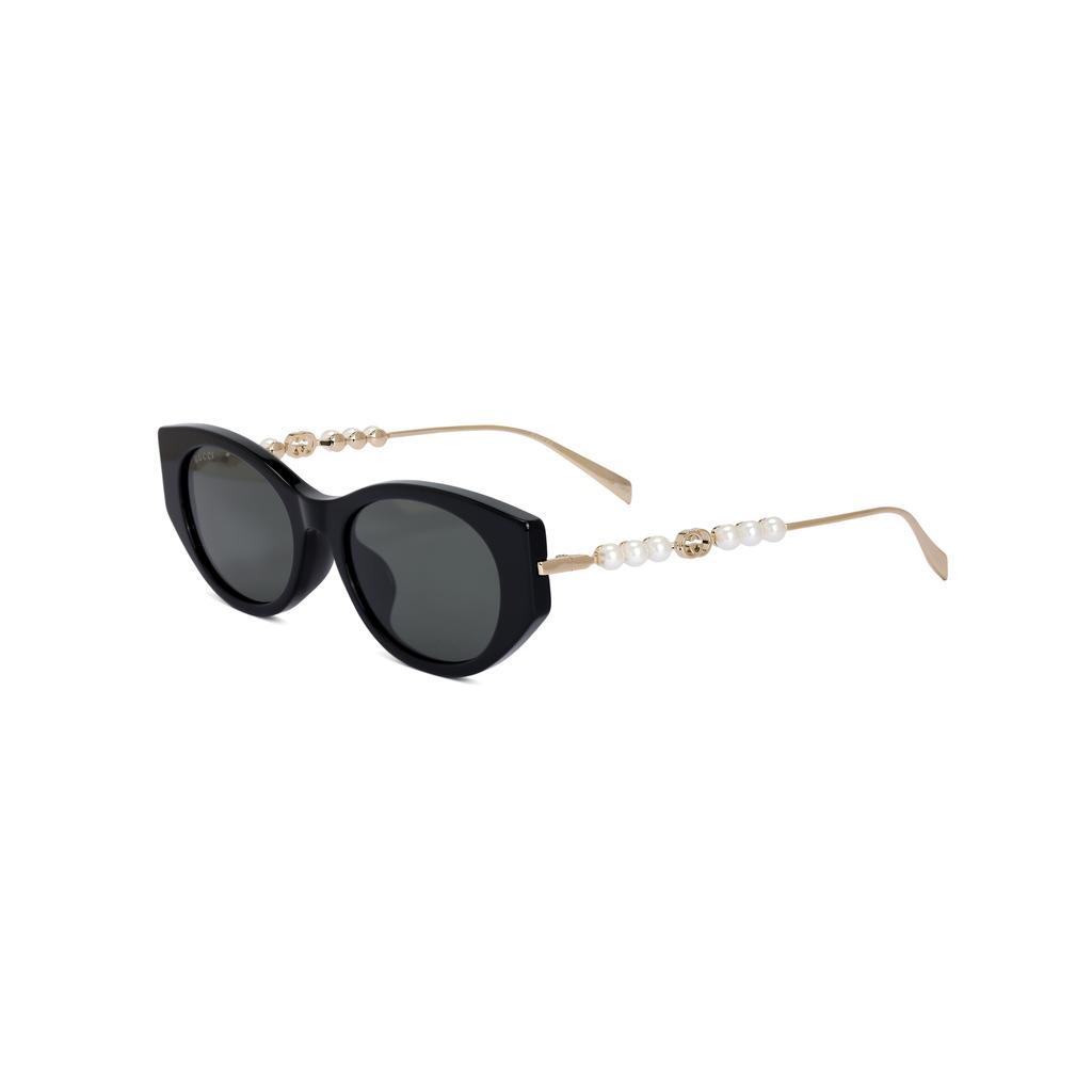 Gucci Emblem Collection Recycled Acetate Cat Eye Sunglasses Women sunglasses Black Gray GG1970SA001