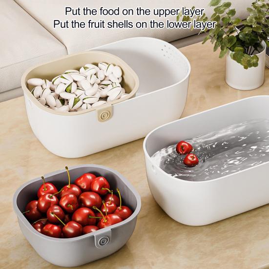 Двухъярусная миска для орехов с отделением для скорлупы для закусок, арахиса, семян подсолнечника, конфет, многофункциональная корзина-дуршлаг, миска для мытья фруктов для кухонной раковины