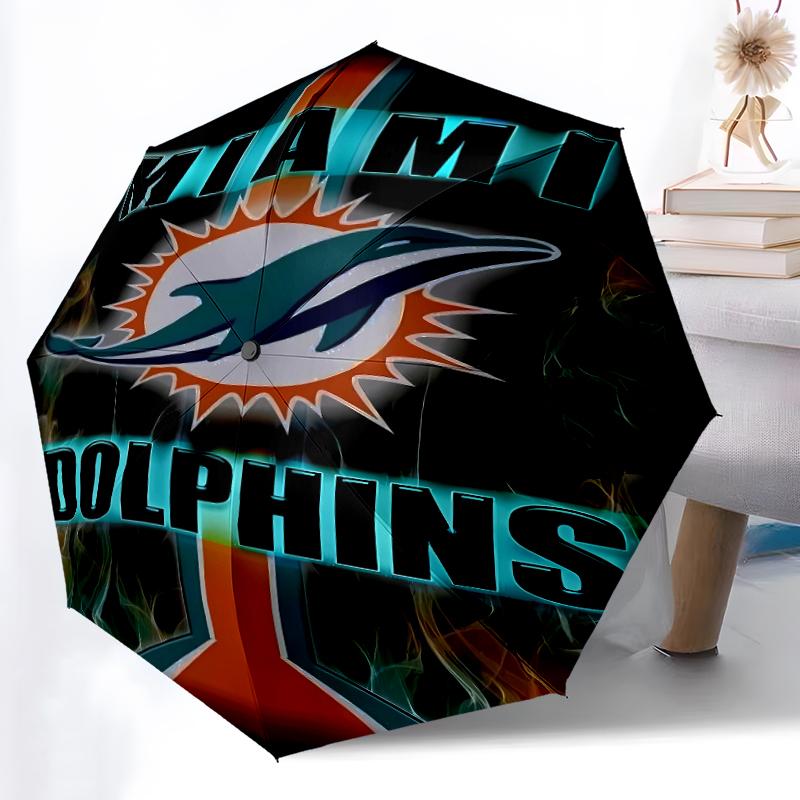 Складной зонт с принтом логотипа Miami Dolphins, для улицы, отдыха и путешествий, прочная ткань зонта, подарок на день рождения и праздник