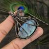 Natural Labradorite Gemstone Handmade Copper Wire Wrap Pendant 2.25" A6f14