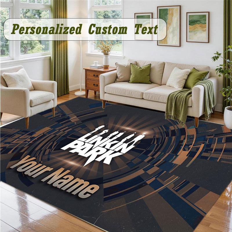 Crystal Velvet Square Rug Custom NameLinkin Park Pattern Non Slip Home Floor Decor Rug