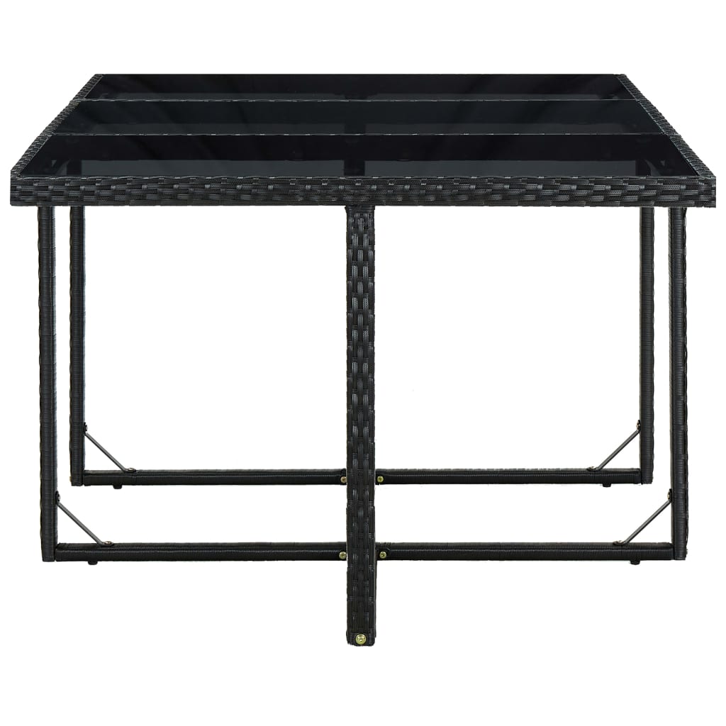 11 Piece Garden Dining Set with Cushions Poly Rattan Black