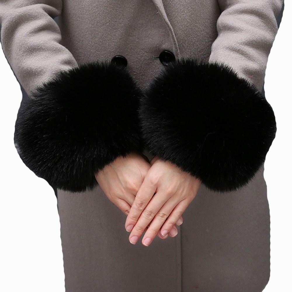 Band Gloves Women Plush Cuff Oversleeve Hand Wrist Warmer Cuff Winter Sleeves Windproof Gloves