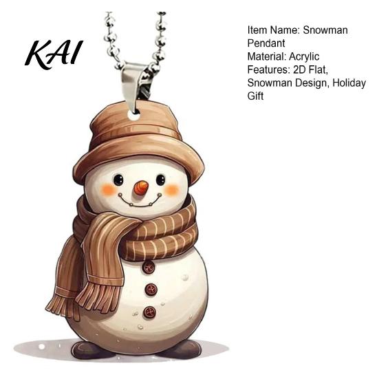 Holiday Car Rearview Mirror Pendant Cute Snowman Acrylic Pendant, 2D Flat Hanging Ornament Decoration with Keychain Ring, Christmas Tree Ornament,