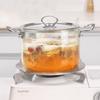Heat Resistant Glass Saucepan Stainless Steel Simmer Pot Clear Cooking Pot Kitchen Cooking Tools