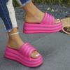 Sexy Pink Platform Wedges Slippers Women Thick Beach Slides 2024 Summer High Quality Woman EVA Non-Slip Outdoor Sandals