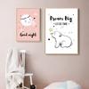 Northern Europe Cartoon Kindergarten Children's Room Cute Elephant Bear Love Canvas Painting Decoration Painting Wall Art No Frame