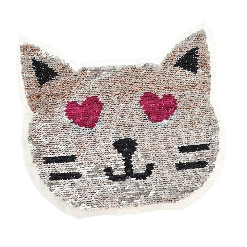 Милая нашивка DIY, пришитая на одежду, кошка, флип, мультяшная, с пайетками, тканевая наклейка, швейные принадлежности для одежды, искусство и ремесла
