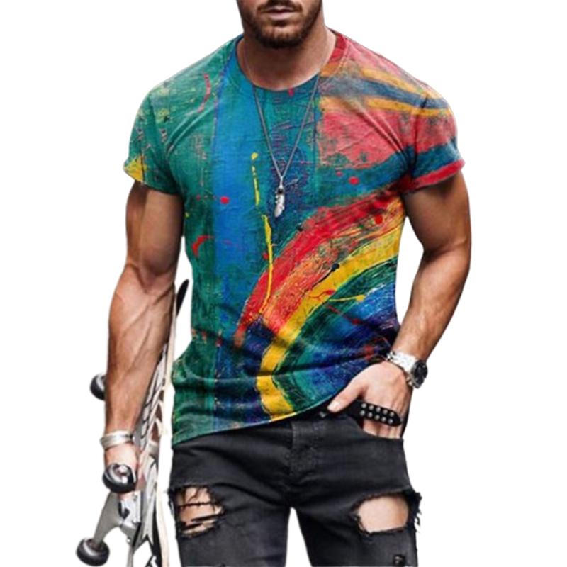 Новая летняя мужская модная футболка, мужская футболка с принтом сверкающего звездного света, топ