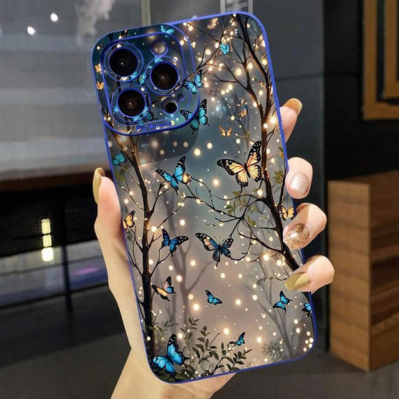 Чехол для iPhone 17 Светящийся в темноте Дизайн с бабочками Чехол для телефона для iPhone 15 14 13 12 11 Pro Max 17 16 15 Pro 16E Чехол