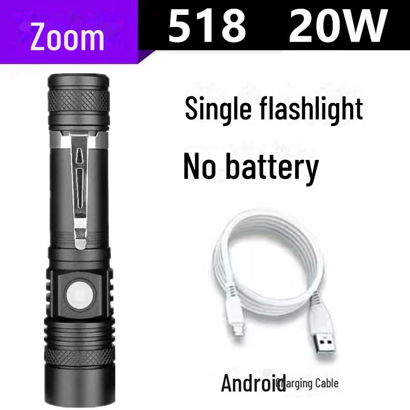 T6 Long-Range LED Aluminum Alloy USB Rechargeable Zoomable Flashlight.